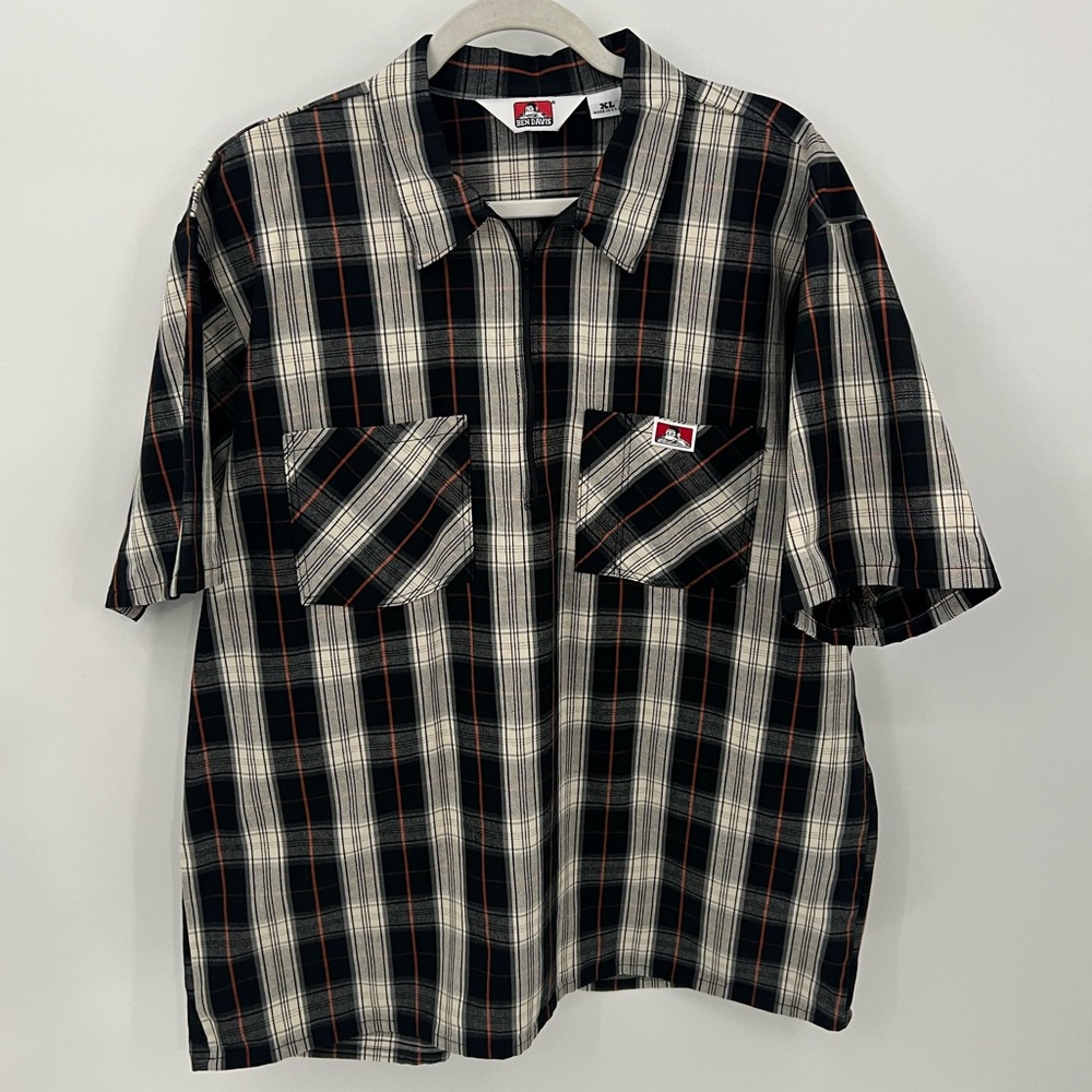 Ben Davis 1/4 zip plaid shirt